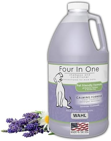 Wahl USA 4-in-1 Calming Pet Shampoo for Dogs – Cleans, Conditions, Detangles, & Moisturizes with Lavender Chamomile - Pet Friendly Formula – 64 Oz - Model 821000-050