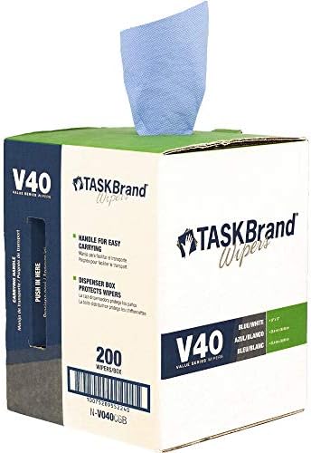 N-V040CGB Blue V40 Value Series Center Pull Wiper Sheets, All-Purpose Disposable Cleaning Towels, 10 x 11.5 Inches, Blue, Roll of 200