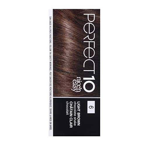 Clairol Nice'n Easy Perfect 10 Permanent Hair Dye, 6 Light Brown Hair Color, Pack of 2