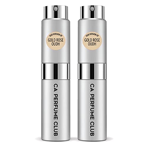 CA Perfume Club Impression of T Terenzi Gold Rose Oudh For Women & Men Replica Version Fragrance Dupes Concentrated Long Lasting Eau de Parfum Spray Refillable Atomizer Bottle 0.27 Fl Oz-X2