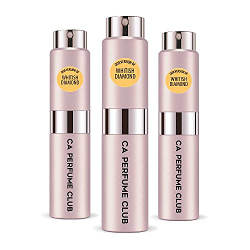 CA Perfume Impression of Elizabeth T. Whitish Diamond For Women Replica Version Fragrance Dupes Concentrated Long Lasting Eau de Parfum Spray Refillable Atomizer Bottle 0.27 Fl Oz-X3