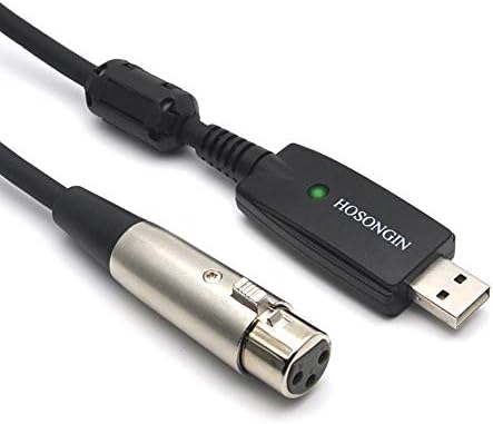 HOSONGIN XLR to USB Cable for Microphones, 48V Phantom Power Required for Condenser Microphones, Plug-and-Play Audio Adapter with Built-in DAC for Podcasting Recording Streaming and Karaoke, 20 Feet