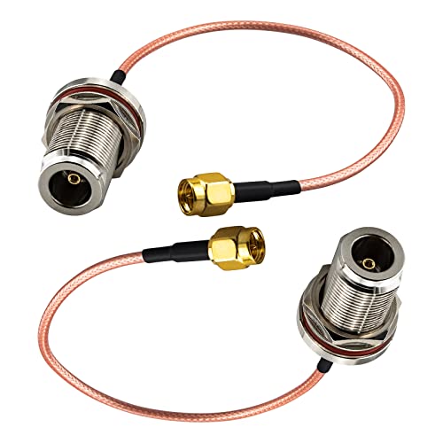 SMA Male to N Female Bulkhead with Waterproof O-Ring RG316 Cable 7.8Inch N to SMA Male Coaxial Adapter Cable 50Ohm Low Loss N Type to SMA Cable for Router Antenna Signal Enhancer Adapter
