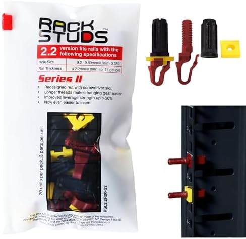 R20 II - Server Rack Screws for Server Rack Rails 19" Square Punched Vertical Rails, Perfect Cage Nut Replacement, Rack Nuts, Rack Studs Rack Mount Screws - Red 20-Pack 2.22mm/0.086
