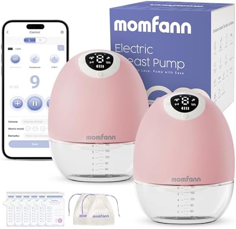 Breast Pump Wearable, Hands-Free APP Control Portable Breastfeeding Pump with Efficient Milk Output, Leak-Proof Design, Discreet, Quieter, 3 Modes 9 Levels Electric Breast Pump, Pink