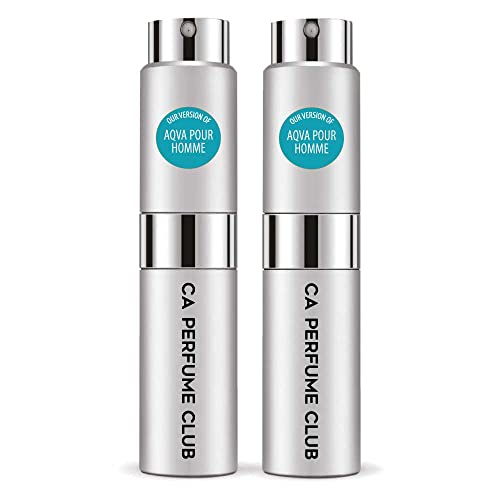 CA Perfume Impression of Bvlg. Aqva Pour Homme For Men Replica Version Fragrance Dupes Concentrated Long Lasting Eau de Parfum Spray Refillable Atomizer Bottle 0.27 Fl Oz-X2
