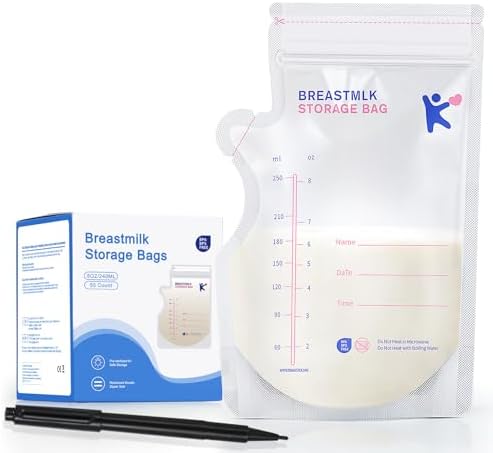 Breastmilk Storage Bag - Milk Bags for Breastmilk, Easy to Use Breast Milk Bags Storage, 50 Count, Leak-Proof Double Sealed Self Standing Breastmilk Bags, Easy to Pour, BPA Free, 8 Oz