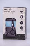 TUREWELL Water Flossing Oral Irrigator, 600ML Dental Water Teeth Cleaner 10 Adjustable Pressure, Electric Oral Flosser for Teeth/Braces, 8 Water Jet Tips for Family (Black)