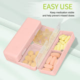 FYY Daily Pill Organizer [Folding Design],2 Pcs 7 Compartments Portable Travel Pill Case Box for Purse Pocket to Hold Vitamins,Cod Liver Oil,Supplements and Medication-Pink