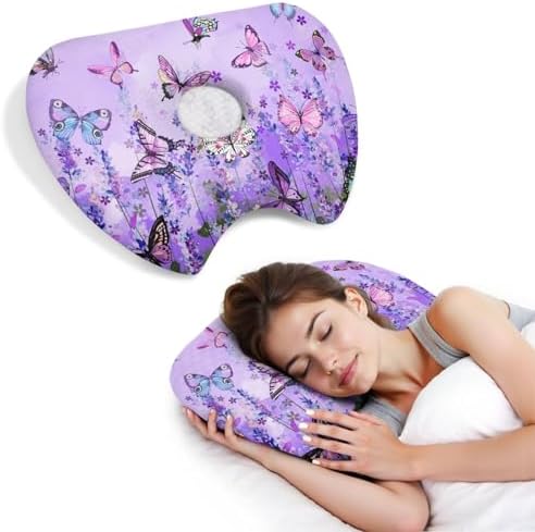 Ear Piercing Pillow for Side Sleepers with Washable Cover Pillows with Holes for Ear Pain,Donut Pillow for Adults CNH Ear Pain Relief Pressure Sores Ear Pillow with Hole in Center