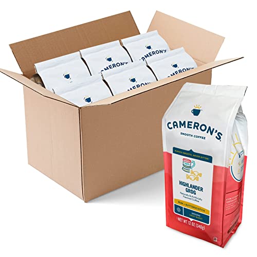 Cameron's Coffee Roasted Ground Coffee Bag, Flavored, Highlander Grog, 12 Ounce, Pack of 6