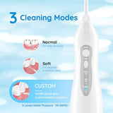 Mornwell Water Dental Flosser Teeth Pick for Teeth, Portable Cordless Water Flossers Oral Irrigator with 10 Intensity 4 Jet Rechargeable IPX7 Waterproof Water Tank Flosser Electric Travel (White)