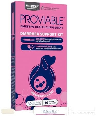 Proviable Digestive Health Supplement Kit with Multi-Strain Probiotics and Prebiotics for Medium to Large Dogs - with 7 Strains of Bacteria, 30 mL Paste and 10 Capsules