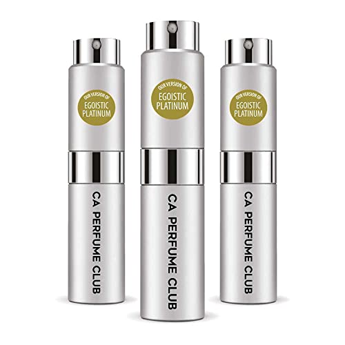 CA Perfume Impression of Egoistic Platinum For Men Eau de Parfum Spray Refillable Bottle 0.27 Fl Oz-X3