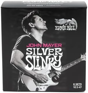 Ernie Ball John Mayer Silver Slinky Nickel Wound Electric Guitar Strings 6 Pack - 10.5-47 Gauge