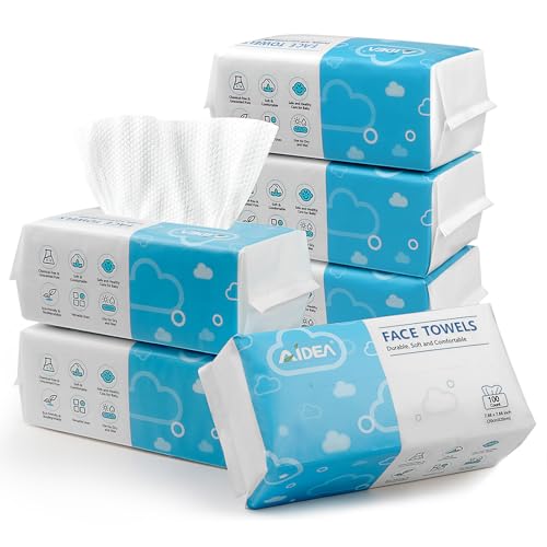AlDEA Face Towels Disposable-600Ct, Clean Facial Towels, Face Towelettes for Sensitive Skin, Clean Facial Wipes for Makeup Removing, Facial Cleansing, Travel, Dry Wipes Face Cloths