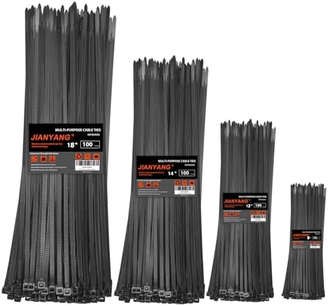 Zip Ties Assorted Size,8+12+14+18 Inch Double Sided Toothed,100 LBS Tensile Strength Heavy Duty Cable Wire Ties With Self-Locking Adjustable More Durable Nylon Tie Wraps for Indoor Outdoor（400 Pack）