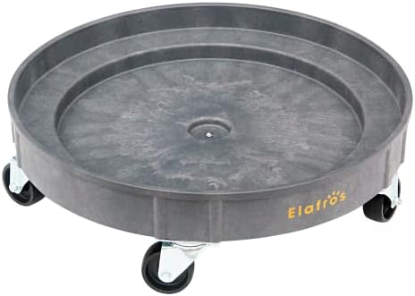 ELAFROS 30 Gallon and 55 Gallon Heavy Duty Plastic Drum Dolly – Durable Plastic Drum Cart 900 lb. Capacity- Barrel Dolly with 5 Swivel Casters Wheel,Grey