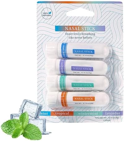 Nasal Stick Boost Energy Set, Nose Inhaler Stick, Nasal Stick, Nasal Stick Inhaler, Natural Mint Nasal Sticks for Breathing (Set of 4)