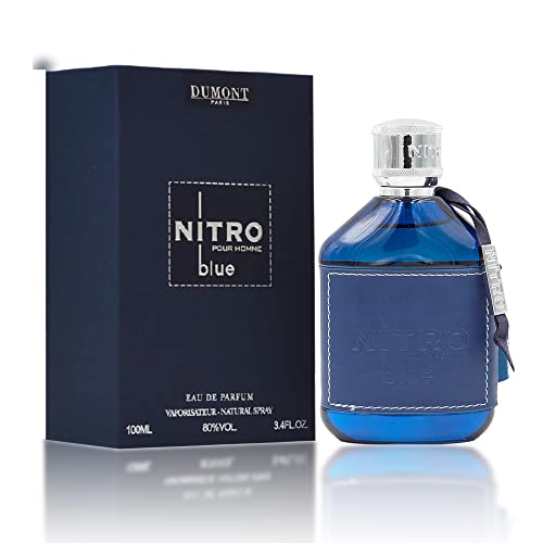 Dumont NITRO BLUE - 3.4oz - Eau De Parfum - Men’s Perfume with Fruity, Floral, Woody & Masculine Fragrance - Long Lasting Cologne Mist & Body Spray - for Him