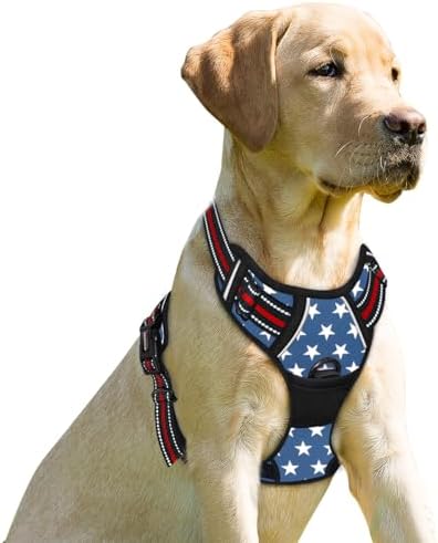 BARKBAY No Pull Dog Harness Front Clip Heavy Duty Reflective Easy Control Handle for Large Dog Walking(Star,L)