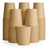 LITOPAK 100 Pack 8 oz Kraft Paper Cups, Disposable Coffee Cups, Disposable Drinking Cups, Hot Coffee Cups, Paper Coffee Cups for Water, Coffee, Juice, and Tea