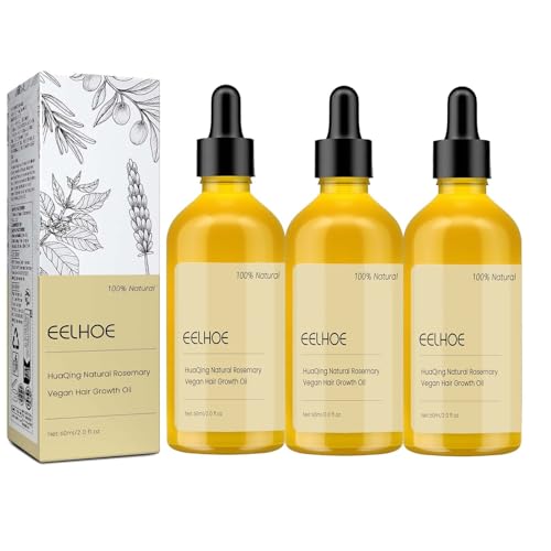 180 ML HuaQing Veganic Natural Hair Growth Oil, Eelhoe Hair Growth Organic Rosemary Hair Oil for Damaged Hair.(3 Pcs)