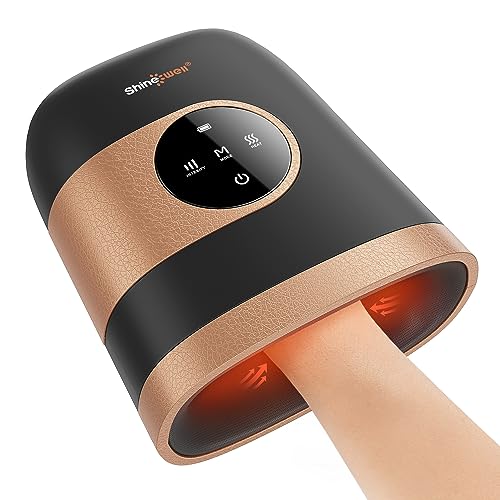 SHINE WELL Hand Massager for Arthritis and Carpal Tunnel, Hand Massager with Heat and Compression,3 Modes 3 Intensities 2 Heat Levels Finger Massager, Hand Massager Device for Men Women