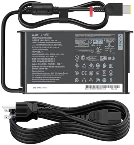 230W Legion 5 Charger fit for Lenovo Legion 5 7 5P C7 S7 Y520 Y740 Y730 Y900 Y910 Y920 Y7000P ThinkPad P16 P15 P73 P52 P70 ADL230NLC3A Laptop Power Supply Adapter … (New Lenovo 230w)