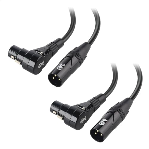 Cable Matters 2-Pack Right Angle XLR Cable, XLR Microphone Cable - 10ft, Oxygen-Free Copper (OFC) Microphone Right Angle Cord, Mic Cord, Black