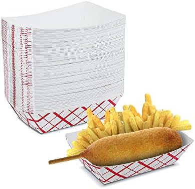 MT Products Classy Plaid HotdogTrays 2 1/2 - Disposable Paper Food Trays (Pack of 75) - Made in the USA