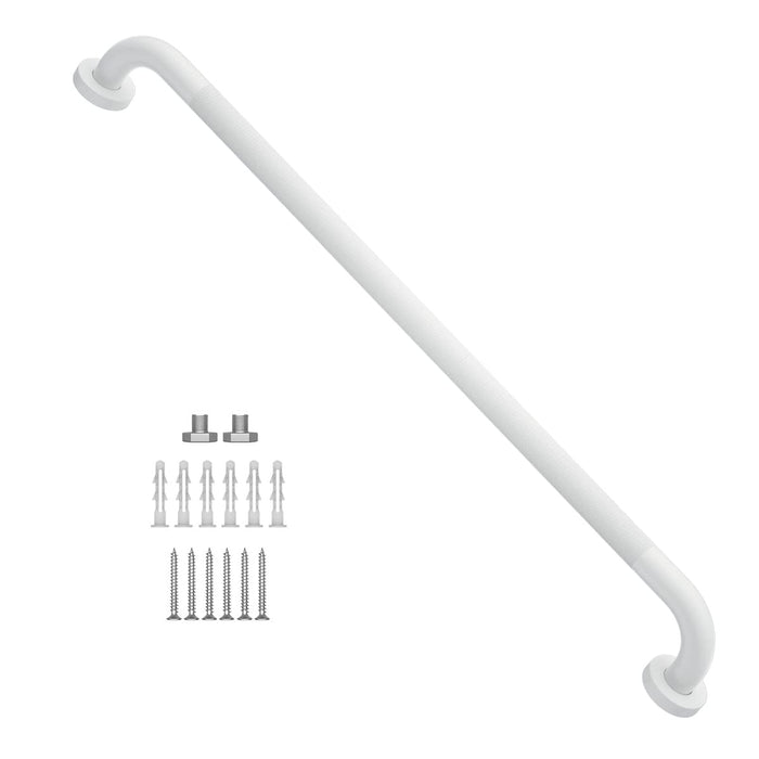 32 Inch Anti Slip Shower Grab Bar Oil Rubbed White 1.25" Diameter, Munzong Bathroom Grab Bar, Knurled Bathroom Balance Bar,Safety Hand Rail Support Handicap Elderly Senior Assist Bath Handle