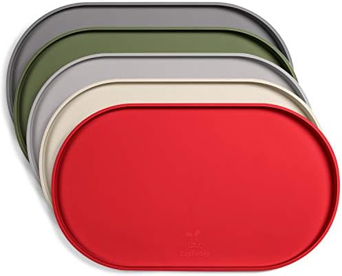 DogBuddy Dog Food Mat - Waterproof Dog Bowl Mat, Silicone Dog Mat for Food and Water, Pet Food Mat with Edges, Nonslip Dog Feeding Mat, Dog Food Mats for Floors (Small, Red)