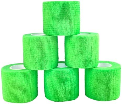 Self Adherent Cohesive Bandage 2"x5 Yards First Aid Bandages Stretch Sport Athletic Wrap Vet Tape for Wrist Ankle Sprain and Swelling,Light Green(6 Rolls)
