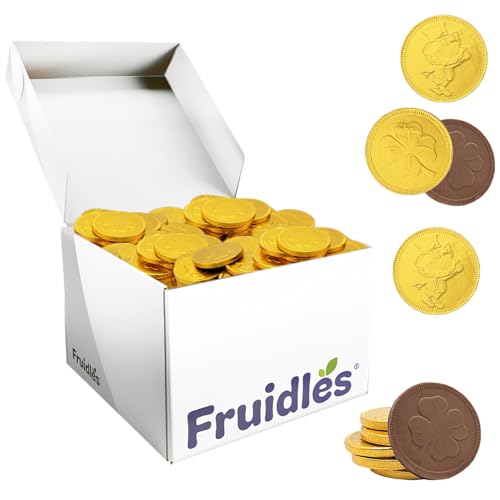 Fruidles St. Patrick's Day Chocolate Coins Lucky Gold Coins Foils, Belgian Milk Chocolate Coins Bag Nut-Free (500-Pack)