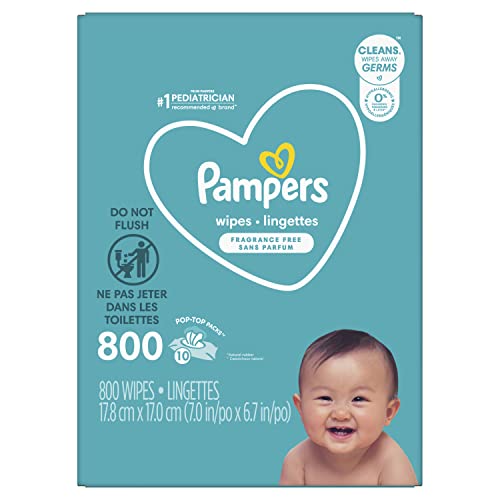 Pampers Baby Wipes Fragrance Free 10X Pop-Top Packs 800 Count