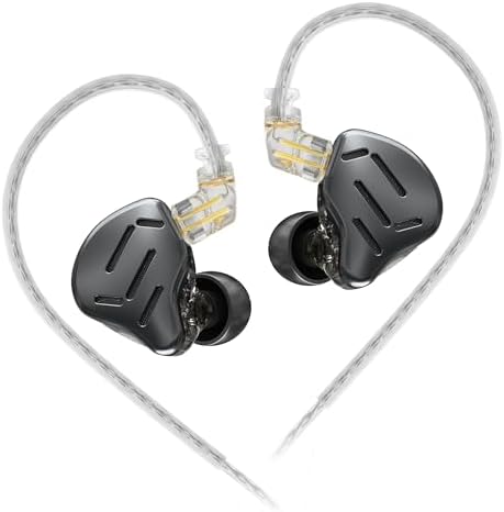 KZ Zax in Ear Headphones 7BA+1DD Hybrid 16 Drivers HiFi Noise Cancelling in Ear Monitor, Zin Alloy Shell Metal Wired Earphone with 3.5mm Jack Detachable 2 Pin 0.75mm Cable (No mic, Black)