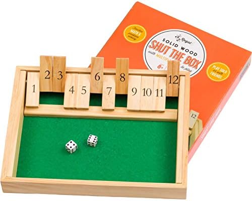 Regal Games Shut The Box Game - Fun Table Math Game with Wooden Board for Adults & Kids - 12 Spots Dice Game with 2+ Player Games - Ideal for Game Night, Travel - (Ages 8+)
