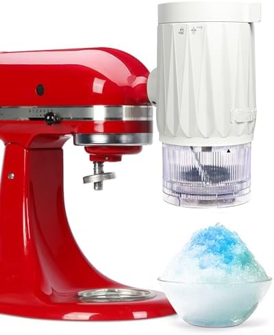 Shave Ice Attachment for Kitchenaid Stand Mixers, Shaved Ice and Snow Cone Attachment for Kitchenaid with 10 Ice Molds White