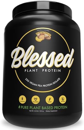 Blessed Vegan Protein Powder - Plant Based Protein Powder Meal Replacement Protein Shake, 23g of Pea Protein Powder, Dairy Free, Gluten Free, Soy Free, No Sugar Added, 30 Servings (Banana Bread)