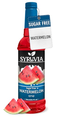 Syruvia Sugar-Free Watermelon Syrup - 25.4 fl oz. Premium Flavoring Syrup. 0 Calories, Kosher, and Gluten-Free. Ideal for Enhancing Drinks, Sodas, Shakes, Desserts, and More.