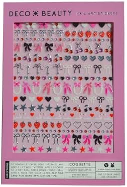 Coquette Nail Stickers - Lightweight & Easy-to-Apply Nail Art with Cute & Trendy Designs - Durable & Long-Lasting Nail Stickers for Women, Ideal for DIY Manicures & Salon-Quality Nails