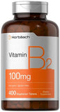 Horbäach Vitamin B-2 100mg | 400 Tablets | Vegetarian, Non-GMO & Gluten Free Supplement | Vitamin B2 Riboflavin
