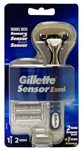 Gillette Sensor Excel Men's Razor + 3 Refills, Self-Adjusting Twin Blades, Fit All Sensor Razors