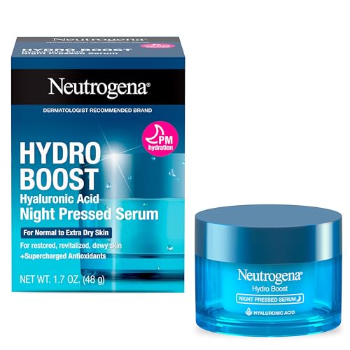 Neutrogena Hydro Boost Night Pressed Serum, Hyaluronic Acid Facial Moisturizer for Normal to Extra Dry Skin, Delivers Overnight Hydration for Restored, Revitalized, Dewy Skin, 1.7 oz
