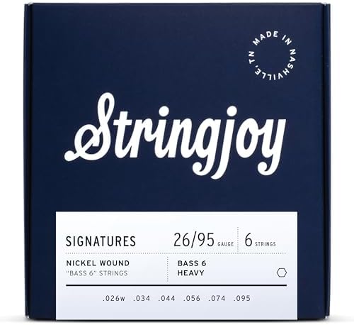 Stringjoy BVI2695 Signatures Bass VI Strings, 26-95 Balanced Heavy Gauge, Nickel Guitar Strings, Electric Bass VI Guitar Strings, 6 String Set