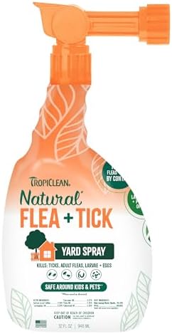 TropiClean Max Strength Flea and Tick Treatment Spray for Yard, Safe Prevention Around Kids & Pets, Powerful & Natural Defense, Made in USA, 32oz