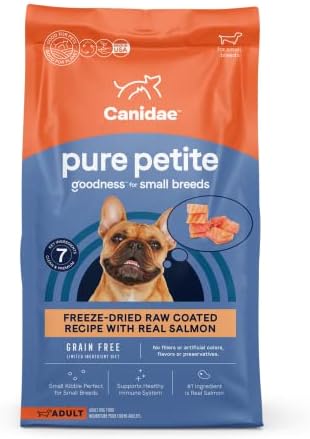 Canidae Pure Grain Free Petite Small Breed Limited Ingredient Diet Raw Coated with Fresh Salmon Dry Dog Food, 10 lbs