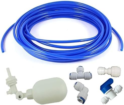1/4 inch Tube Float Valve Kit for RO Water Reverse Osmosis System water filter Push in to Connect Pipe Hose Tube Fittings CCK tube（ball valve +L+15 feet pipe） (blue)