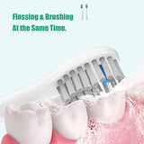 Flossing Toothbrush Head Replacement, Compatible with Water-pik Sonic Fusion / 2.0 SF-01, SF-02, SF03 & SF-04 Tooth-Brush and Water Flosser Combo Brush Heads (Full, White(6Packs))